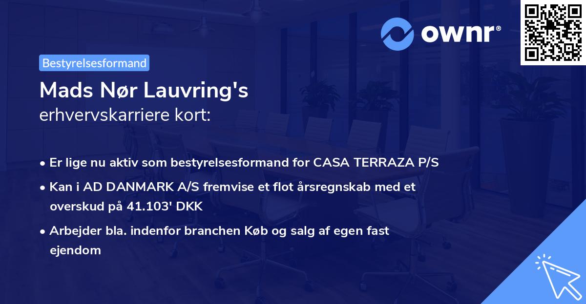 Mads Nør Lauvring's erhvervskarriere kort