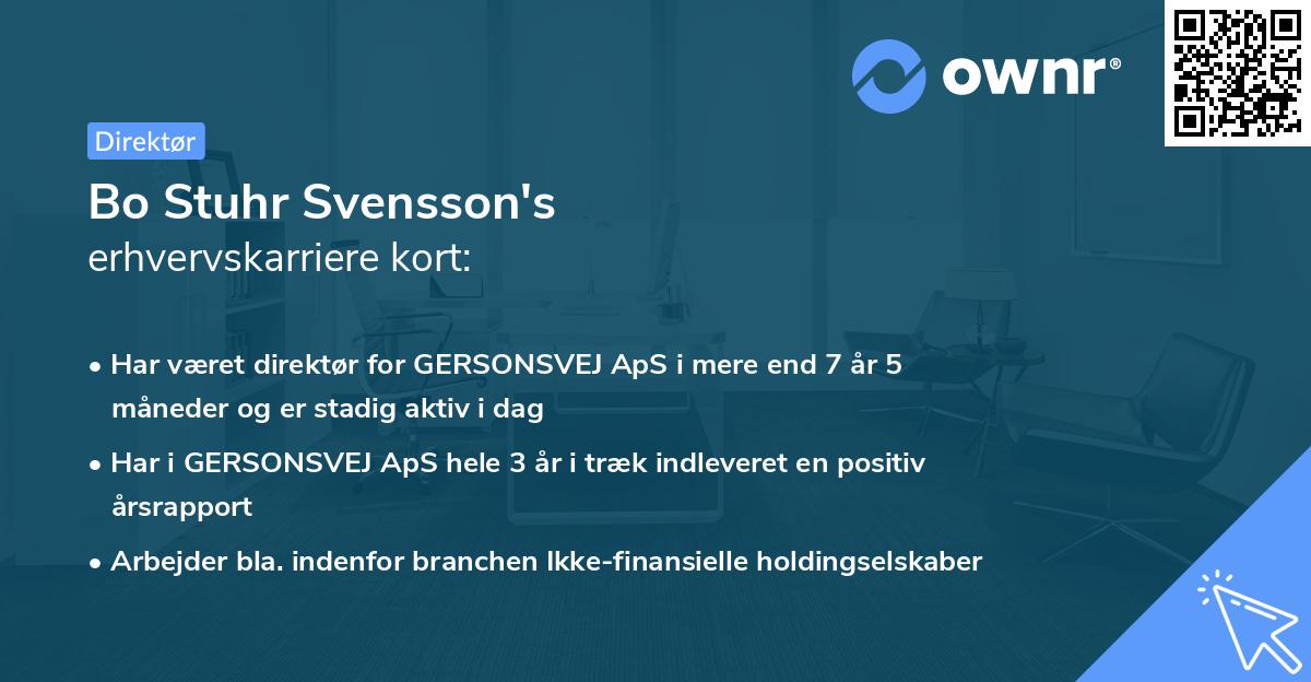 Bo Stuhr Svensson's erhvervskarriere kort