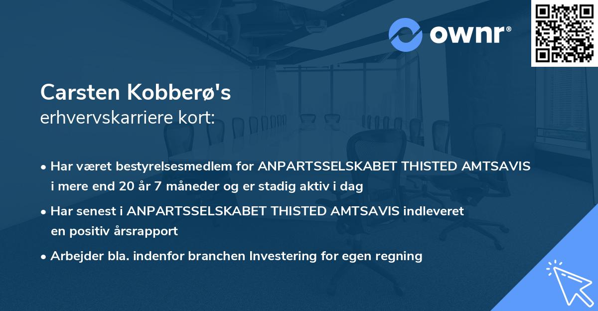 Carsten Kobberø's erhvervskarriere kort