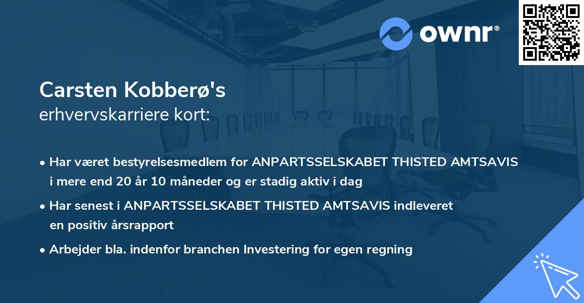 Carsten Kobberø's erhvervskarriere kort