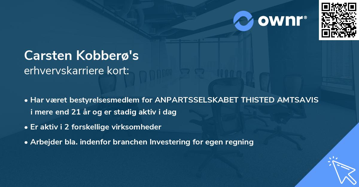 Carsten Kobberø's erhvervskarriere kort