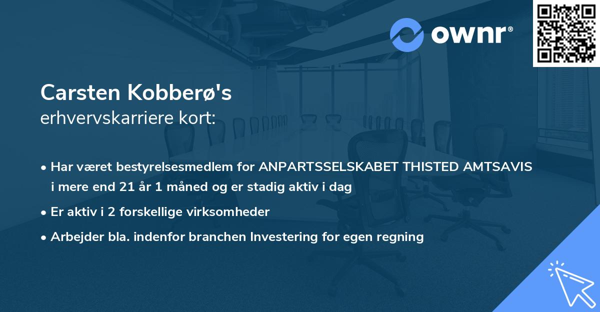Carsten Kobberø's erhvervskarriere kort