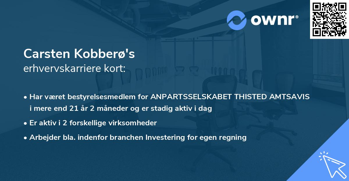 Carsten Kobberø's erhvervskarriere kort