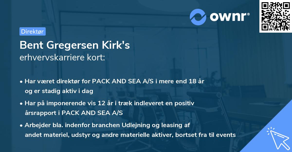Bent Gregersen Kirk's erhvervskarriere kort