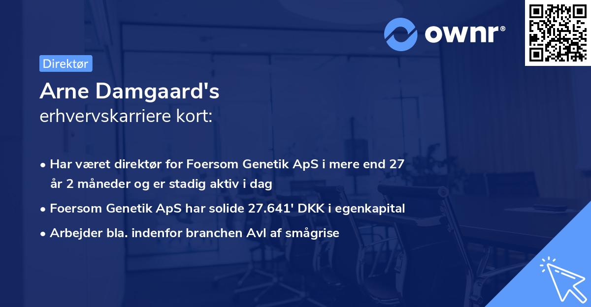 Arne Damgaard's erhvervskarriere kort