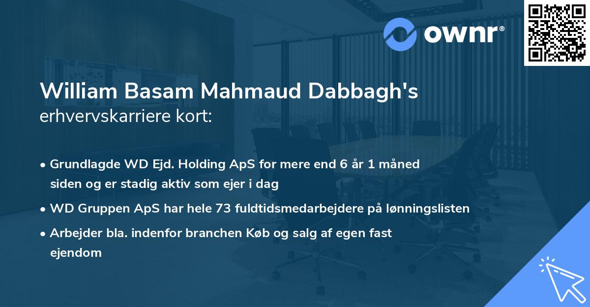 William Basam Mahmaud Dabbagh's erhvervskarriere kort