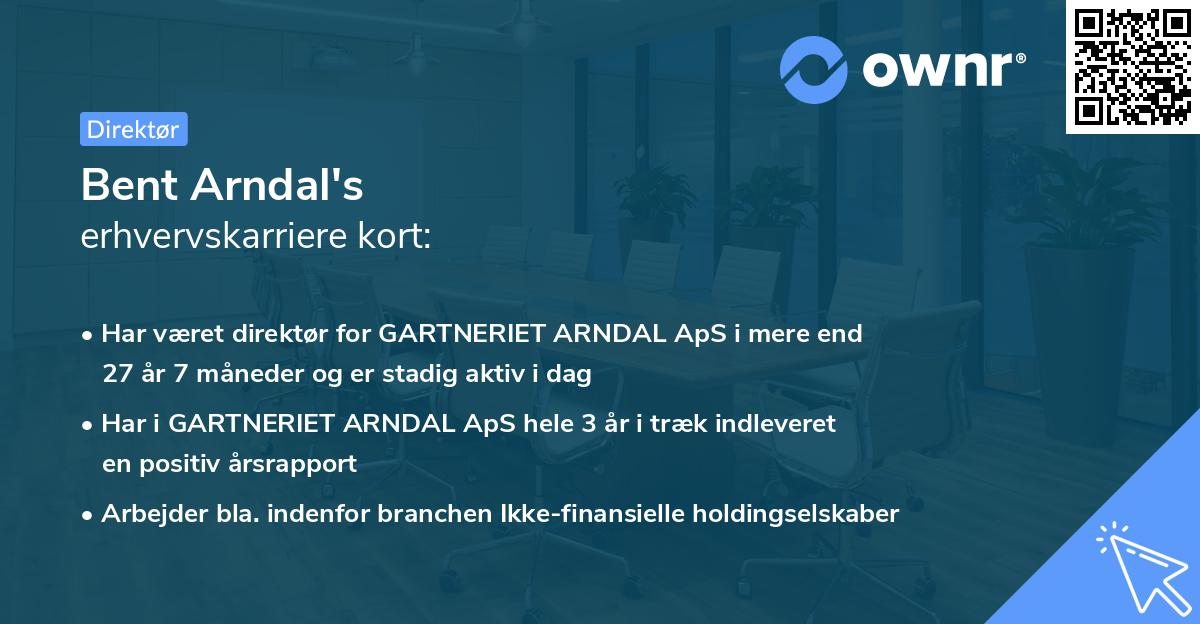 Bent Arndal's erhvervskarriere kort