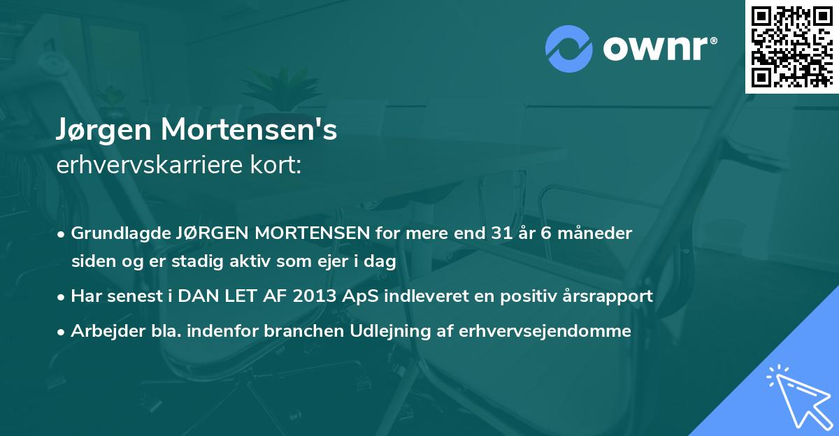 Jørgen Mortensen's erhvervskarriere kort
