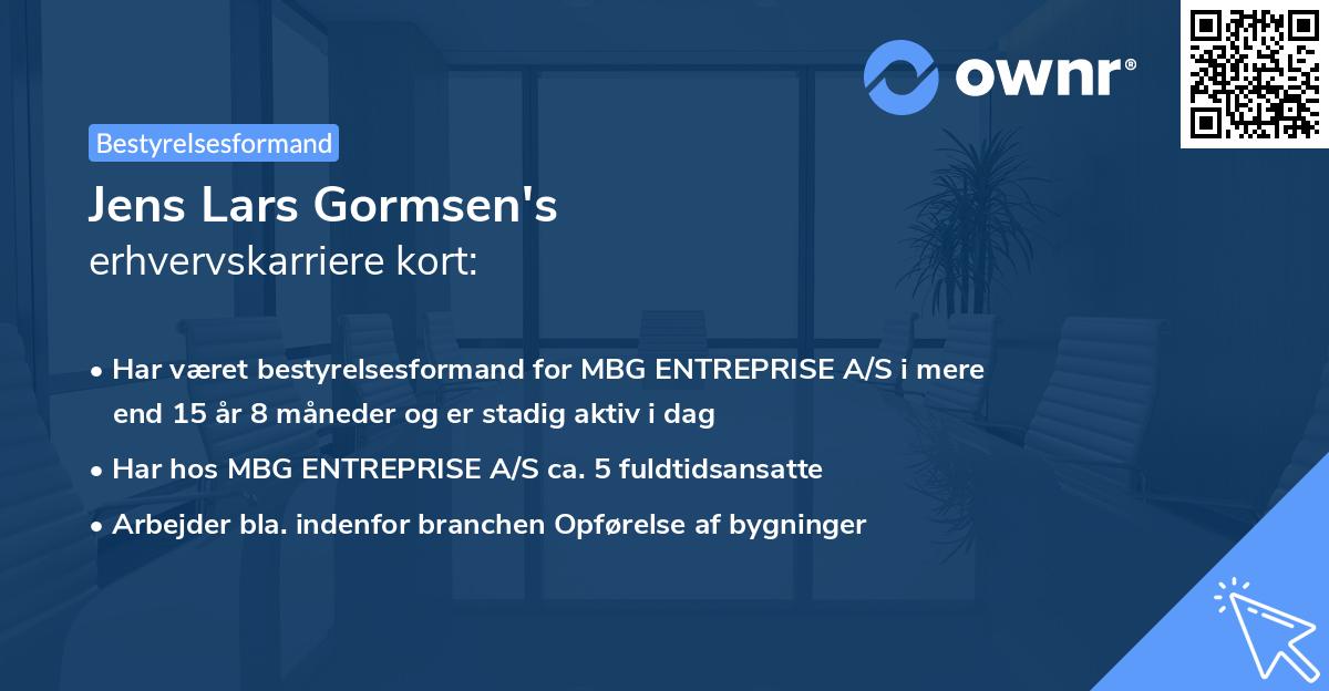 Jens Lars Gormsen's erhvervskarriere kort