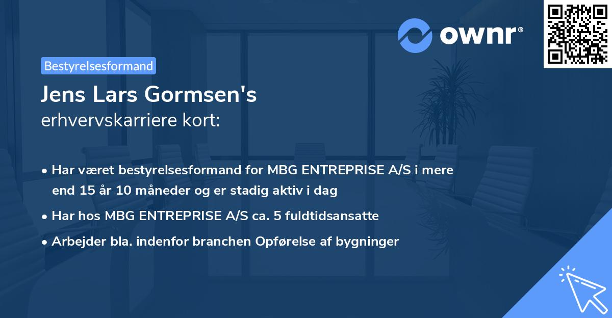 Jens Lars Gormsen's erhvervskarriere kort