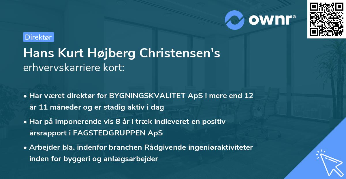 Hans Kurt Højberg Christensen's erhvervskarriere kort