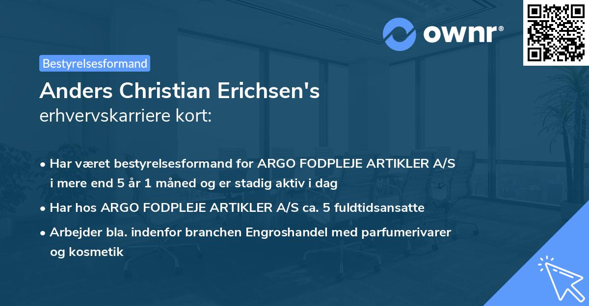 Anders Christian Erichsen's erhvervskarriere kort