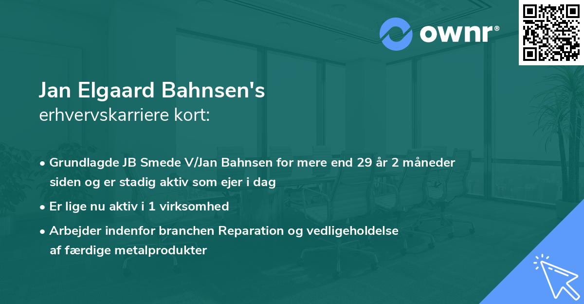 Jan Elgaard Bahnsen's erhvervskarriere kort