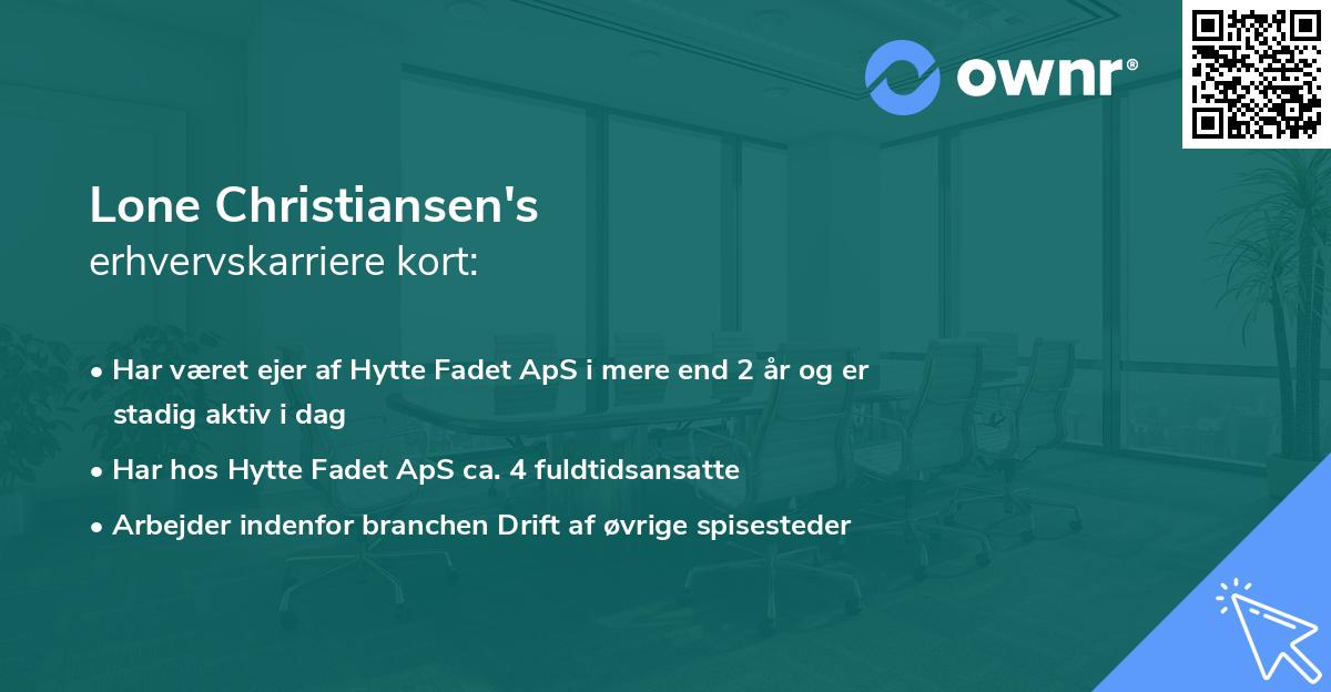 Lone Christiansen's erhvervskarriere kort