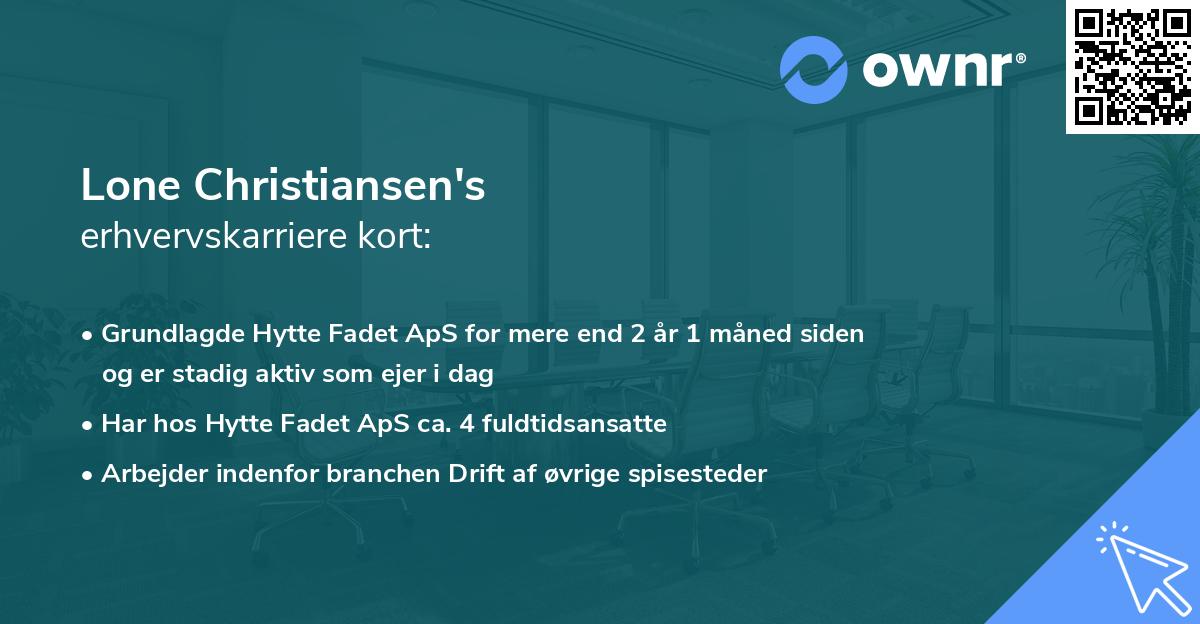 Lone Christiansen's erhvervskarriere kort