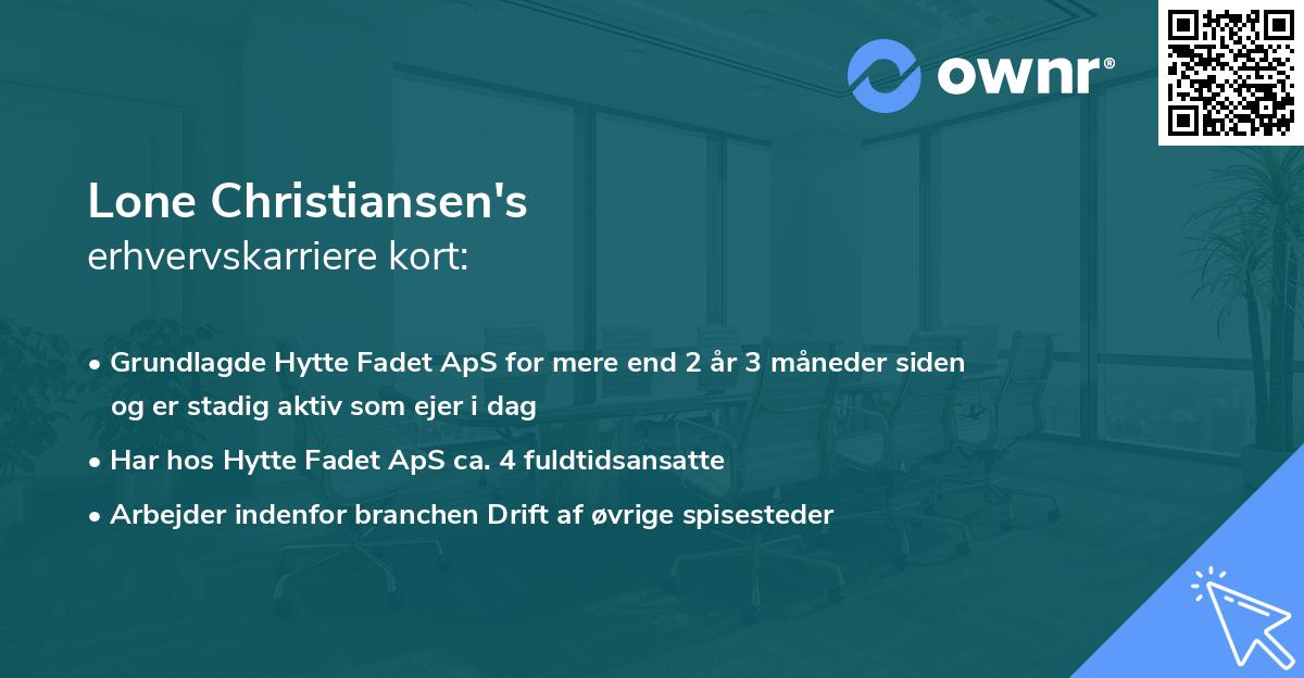 Lone Christiansen's erhvervskarriere kort