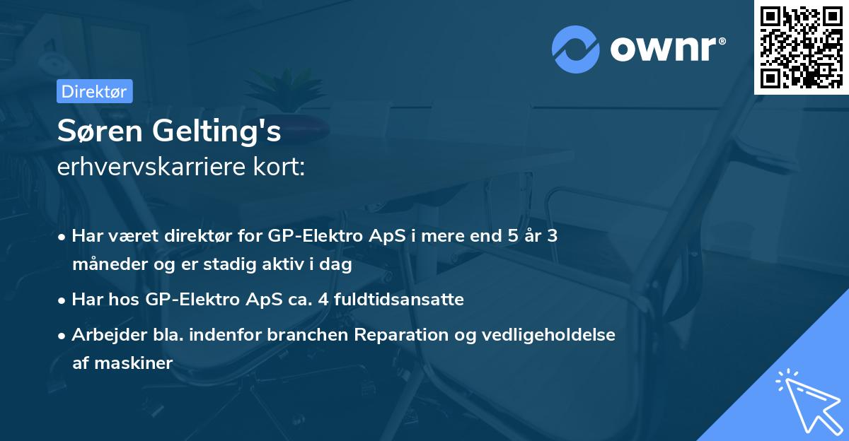 Søren Gelting's erhvervskarriere kort