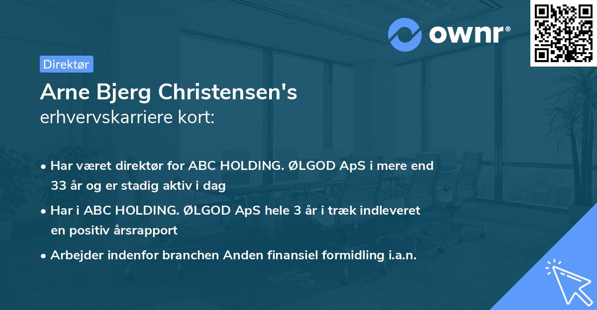 Arne Bjerg Christensen's erhvervskarriere kort