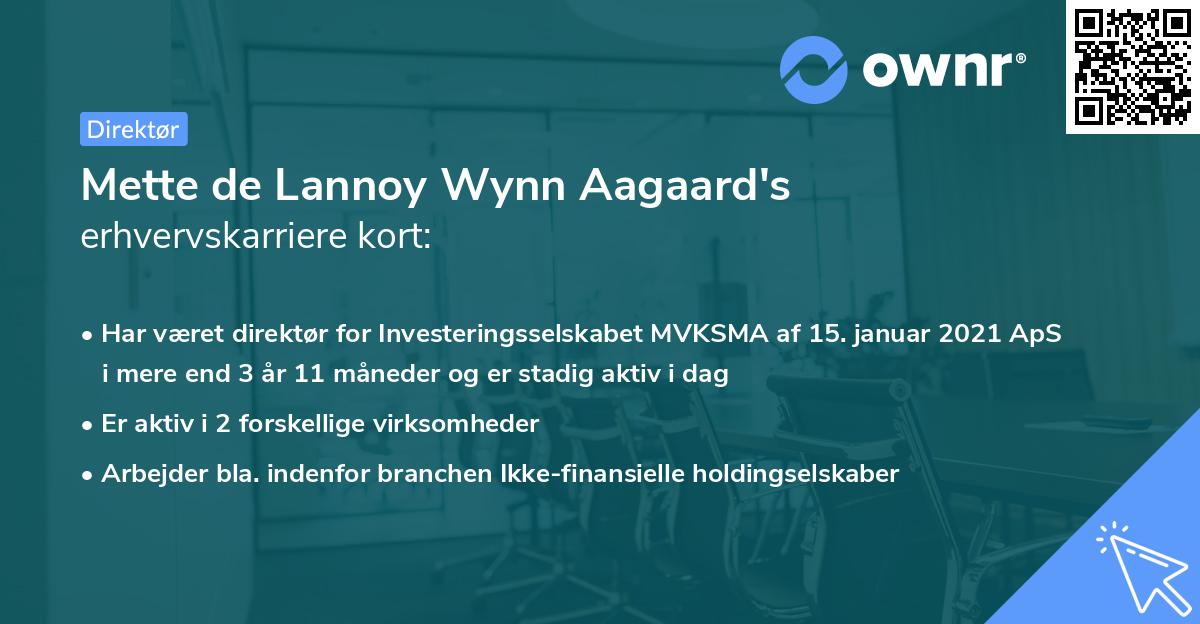 Mette de Lannoy Wynn Aagaard's erhvervskarriere kort