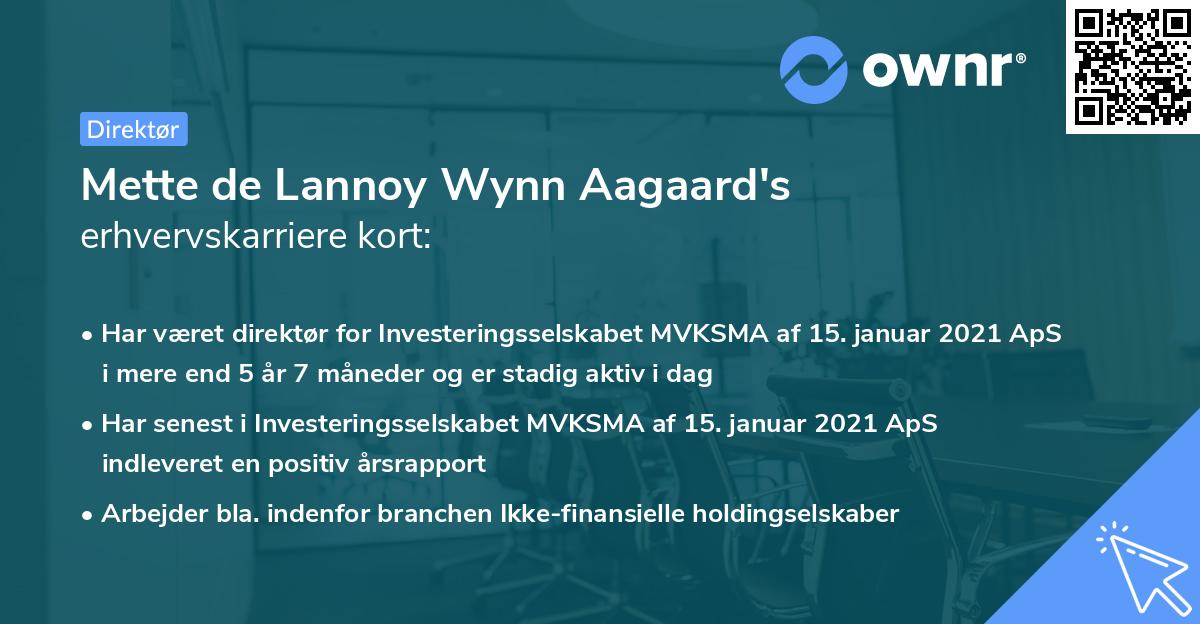 Mette de Lannoy Wynn Aagaard's erhvervskarriere kort