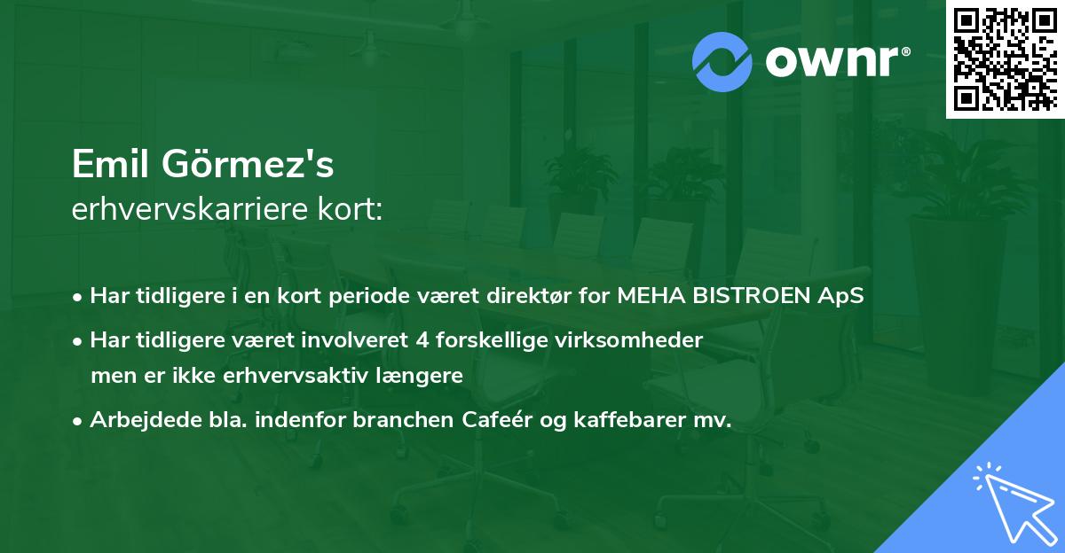 Emil Görmez's erhvervskarriere kort