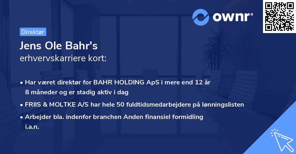 Jens Ole Bahr's erhvervskarriere kort