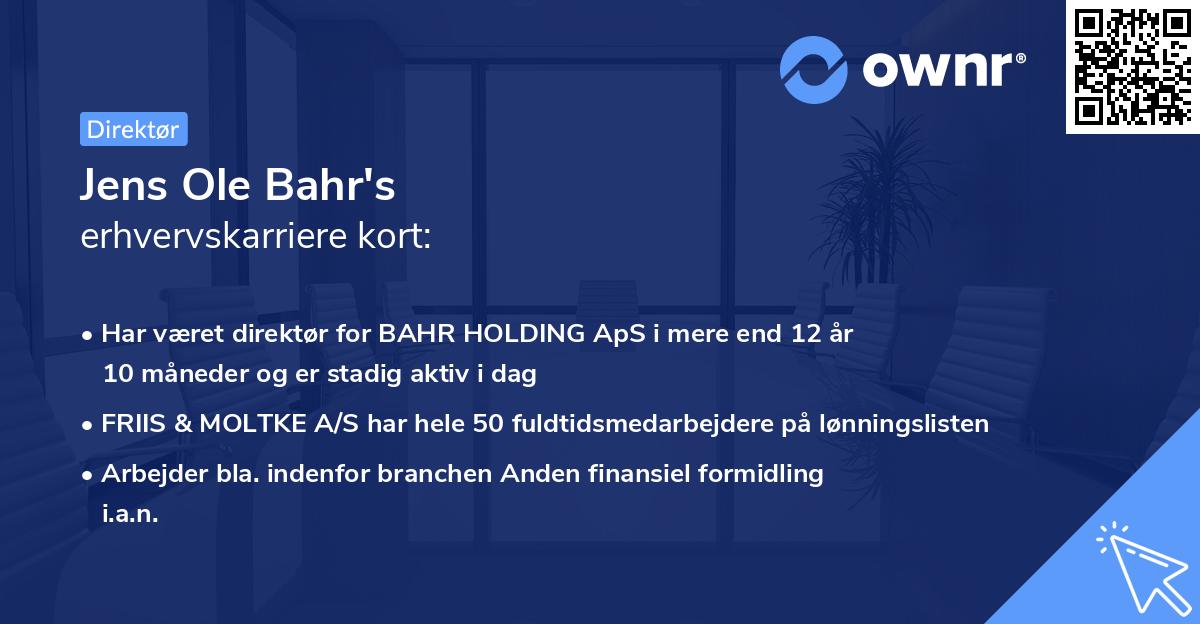Jens Ole Bahr's erhvervskarriere kort