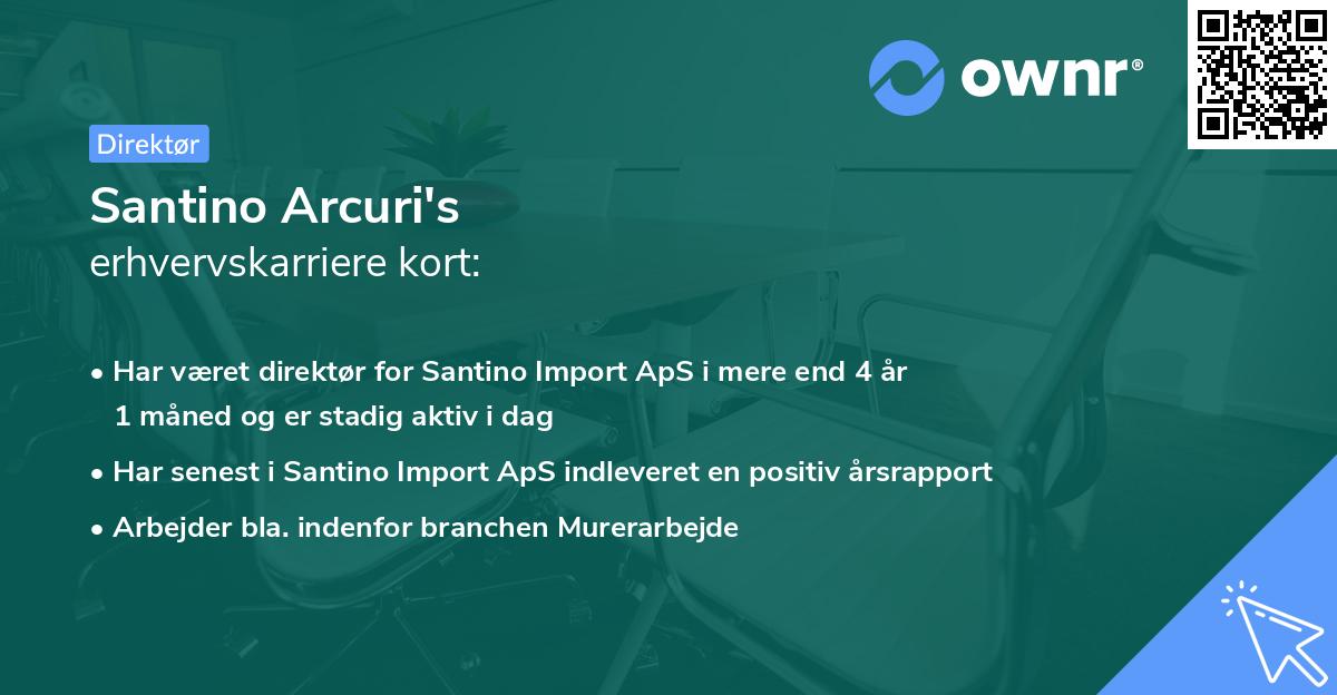Santino Arcuri's erhvervskarriere kort