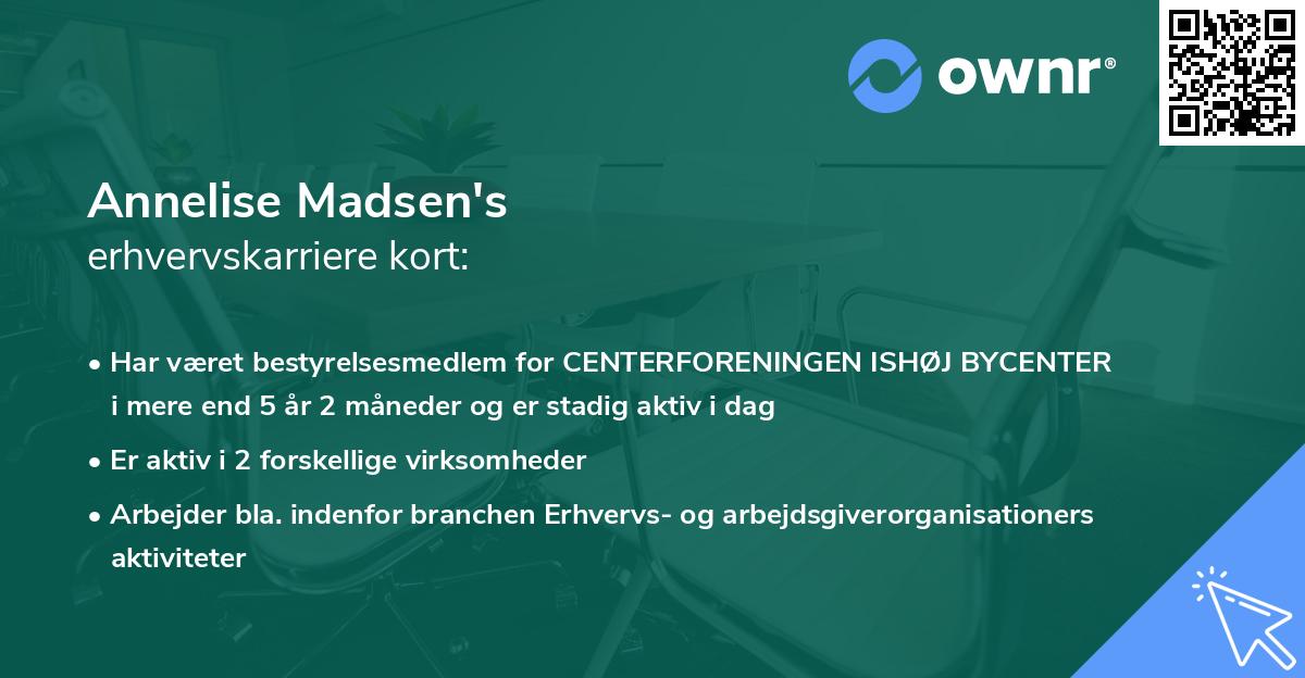 Annelise Madsen's erhvervskarriere kort