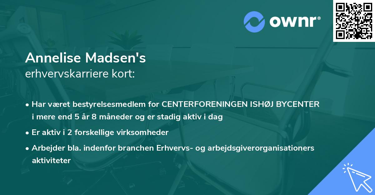Annelise Madsen's erhvervskarriere kort