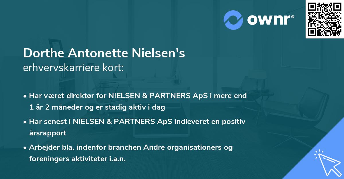 Dorthe Antonette Nielsen's erhvervskarriere kort