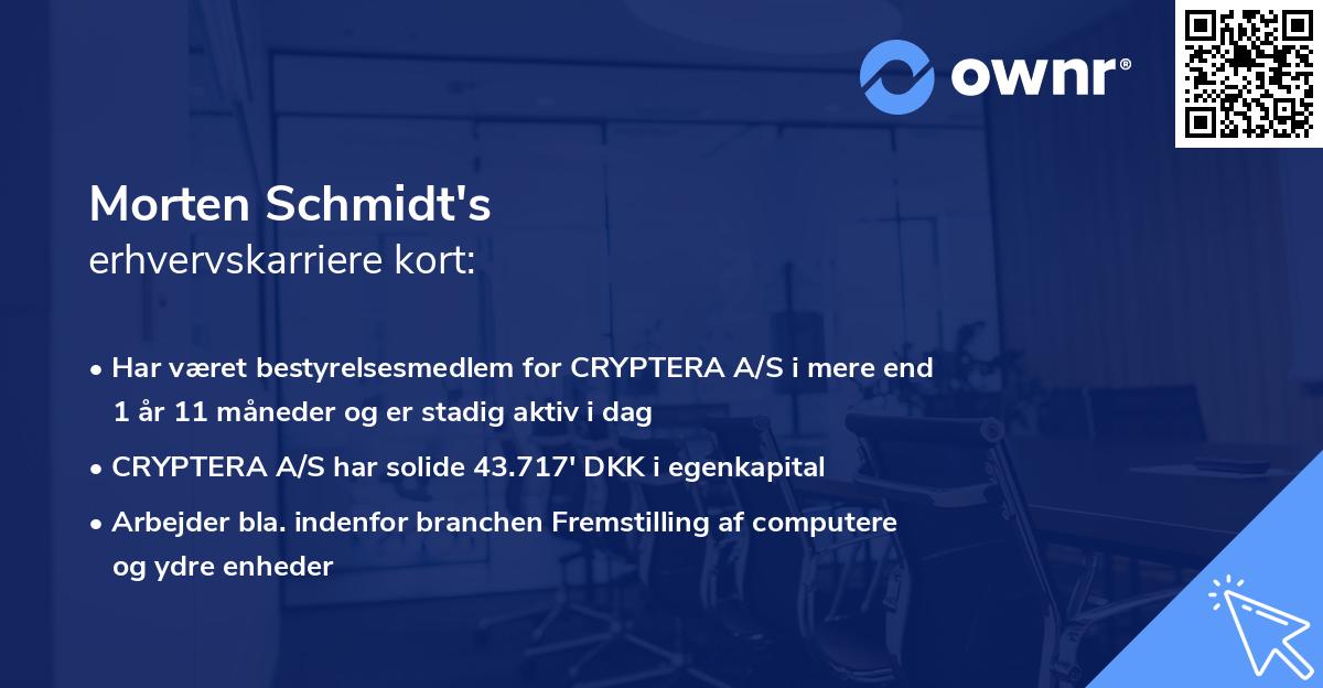 Morten Schmidt's erhvervskarriere kort