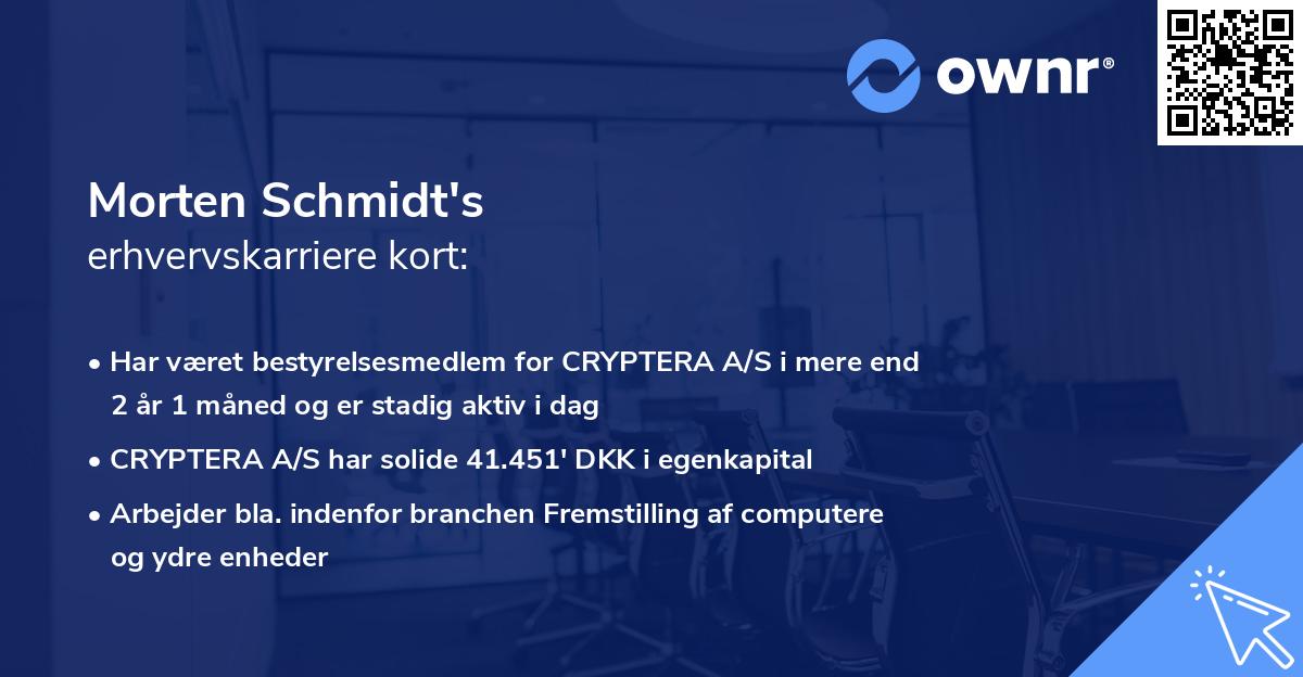 Morten Schmidt's erhvervskarriere kort