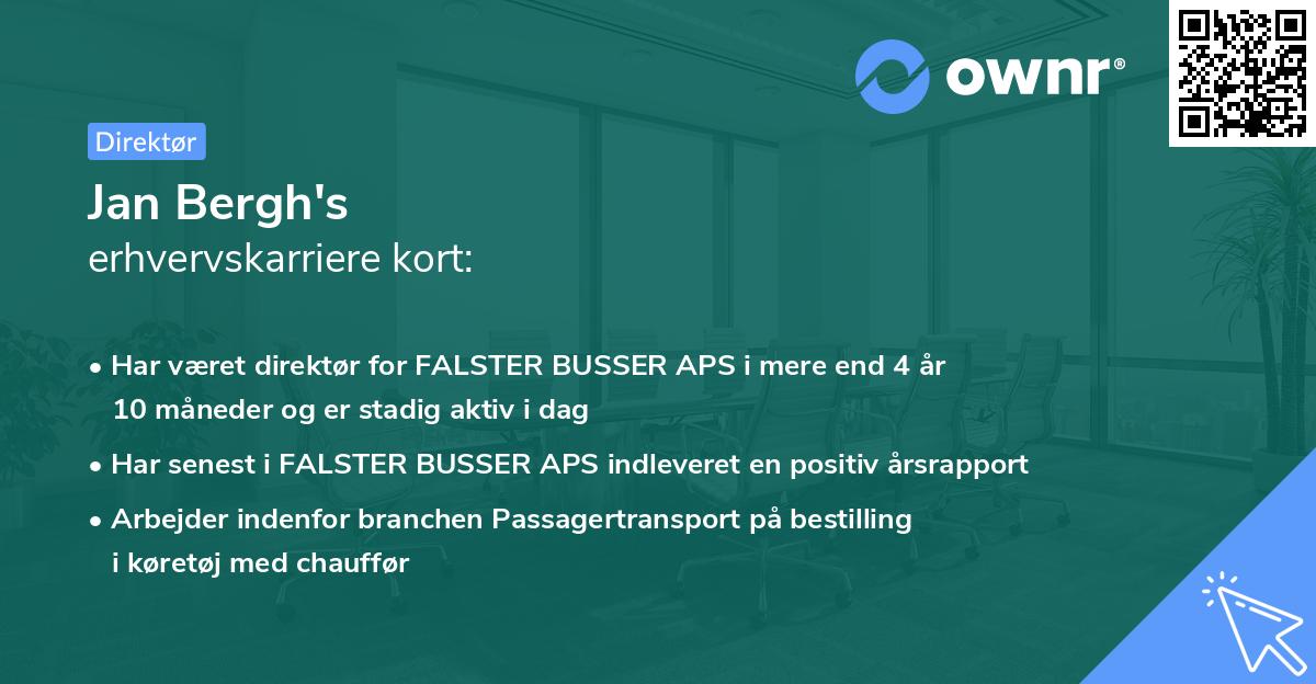 Jan Bergh's erhvervskarriere kort