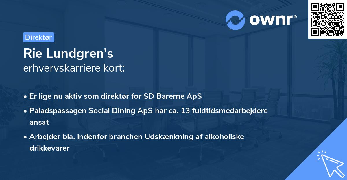 Rie Lundgren's erhvervskarriere kort
