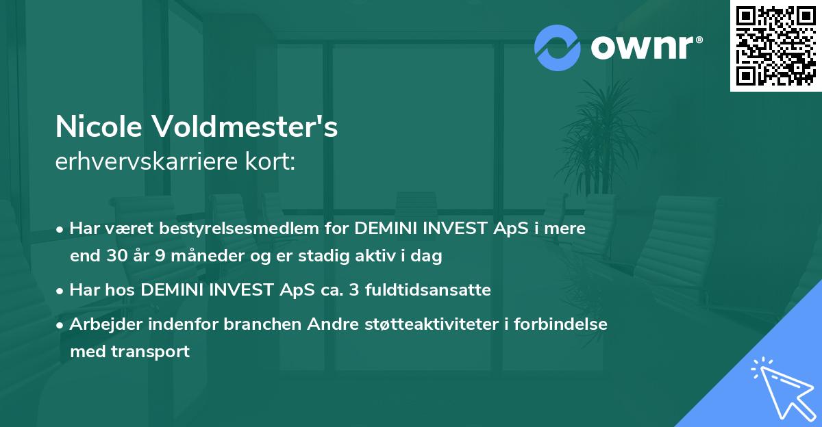 Nicole Voldmester's erhvervskarriere kort