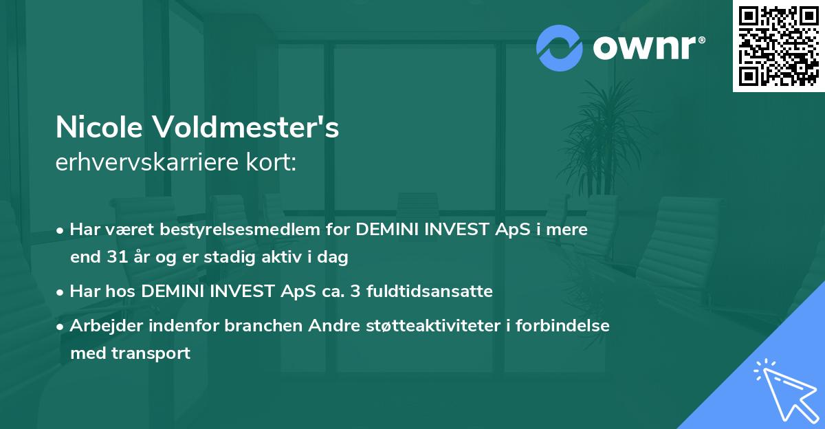 Nicole Voldmester's erhvervskarriere kort