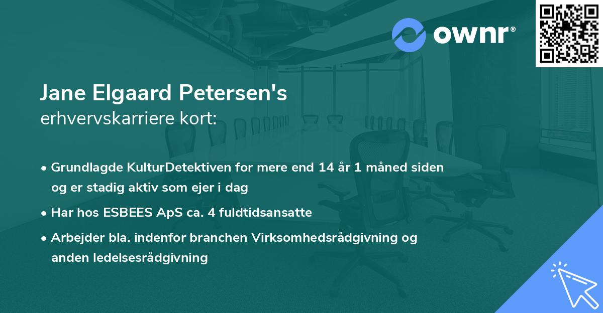 Jane Elgaard Petersen's erhvervskarriere kort