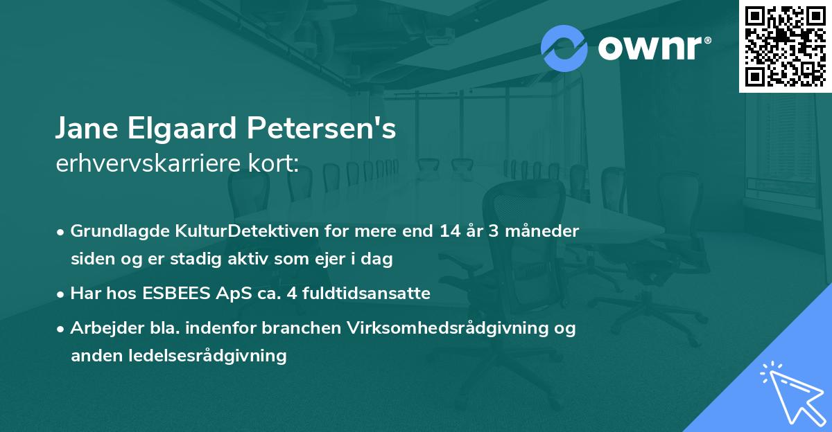 Jane Elgaard Petersen's erhvervskarriere kort