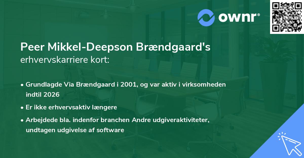 Peer Mikkel-Deepson Brændgaard's erhvervskarriere kort