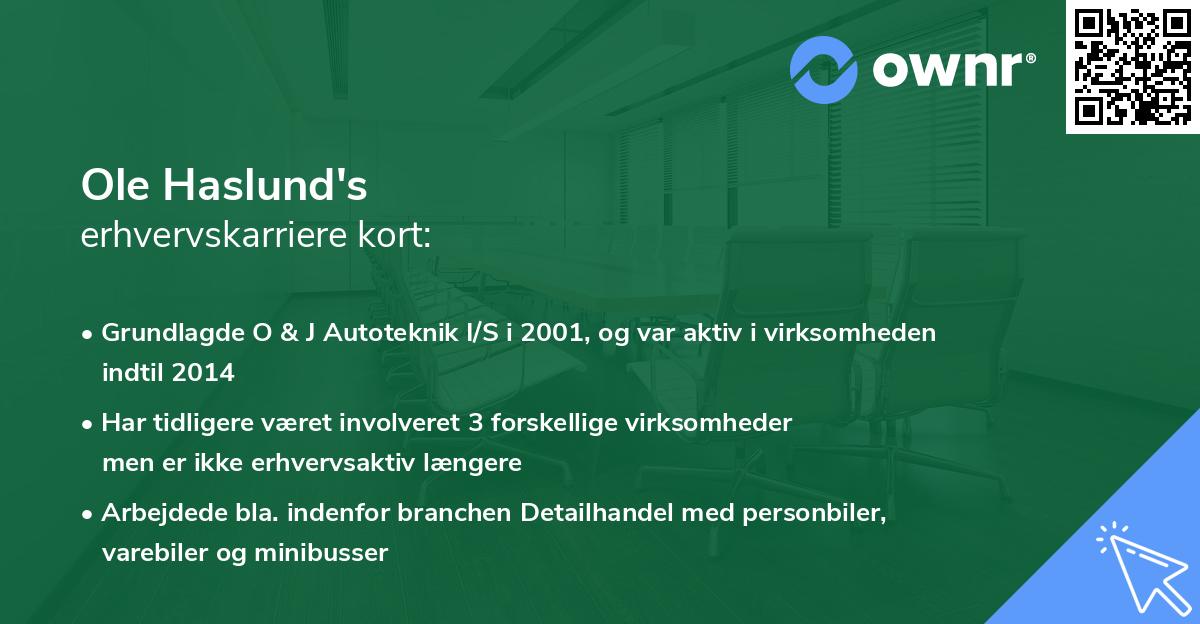 Ole Haslund's erhvervskarriere kort
