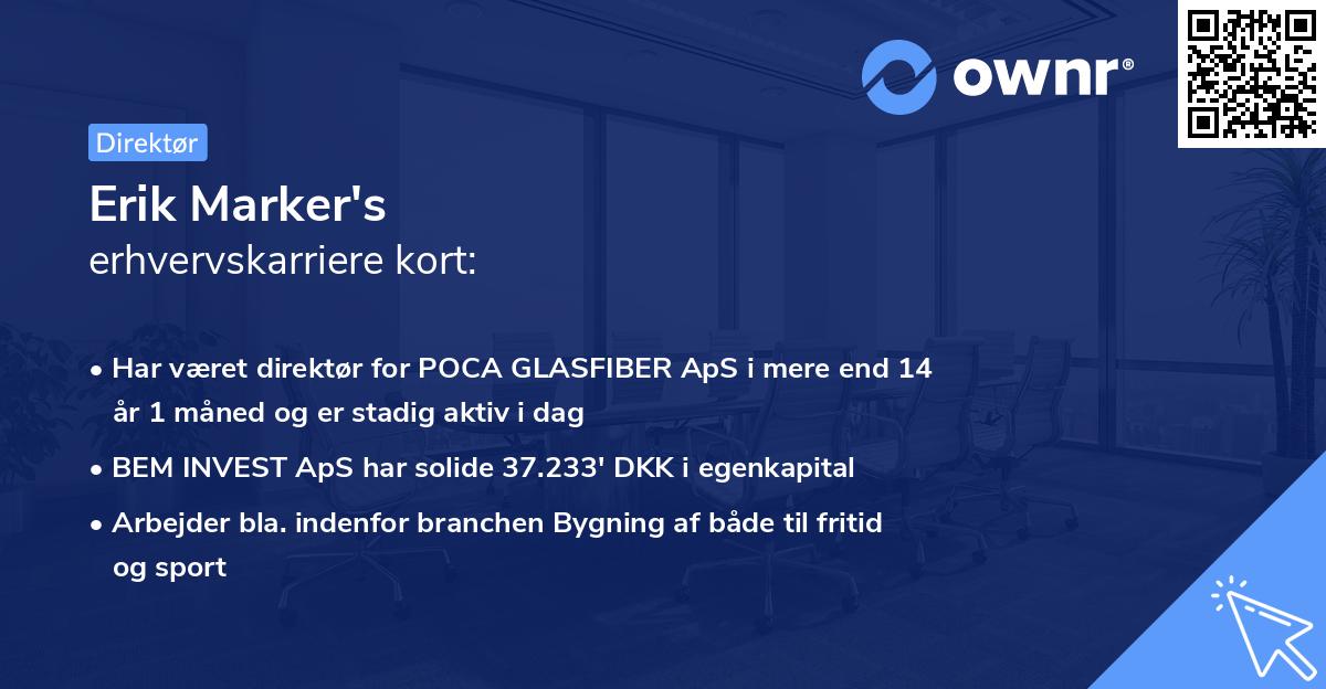 Erik Marker's erhvervskarriere kort