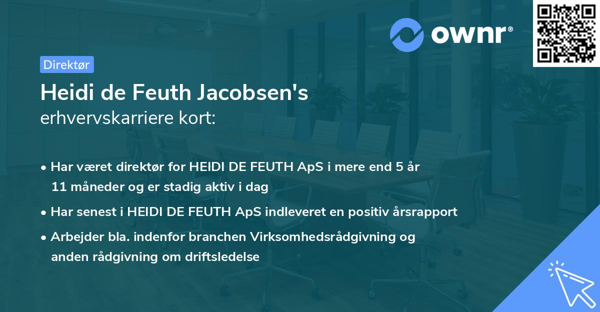 Heidi de Feuth Jacobsen's erhvervskarriere kort