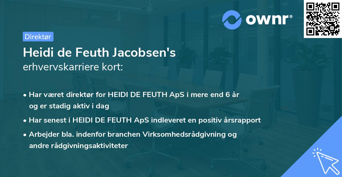 Heidi de Feuth Jacobsen's erhvervskarriere kort