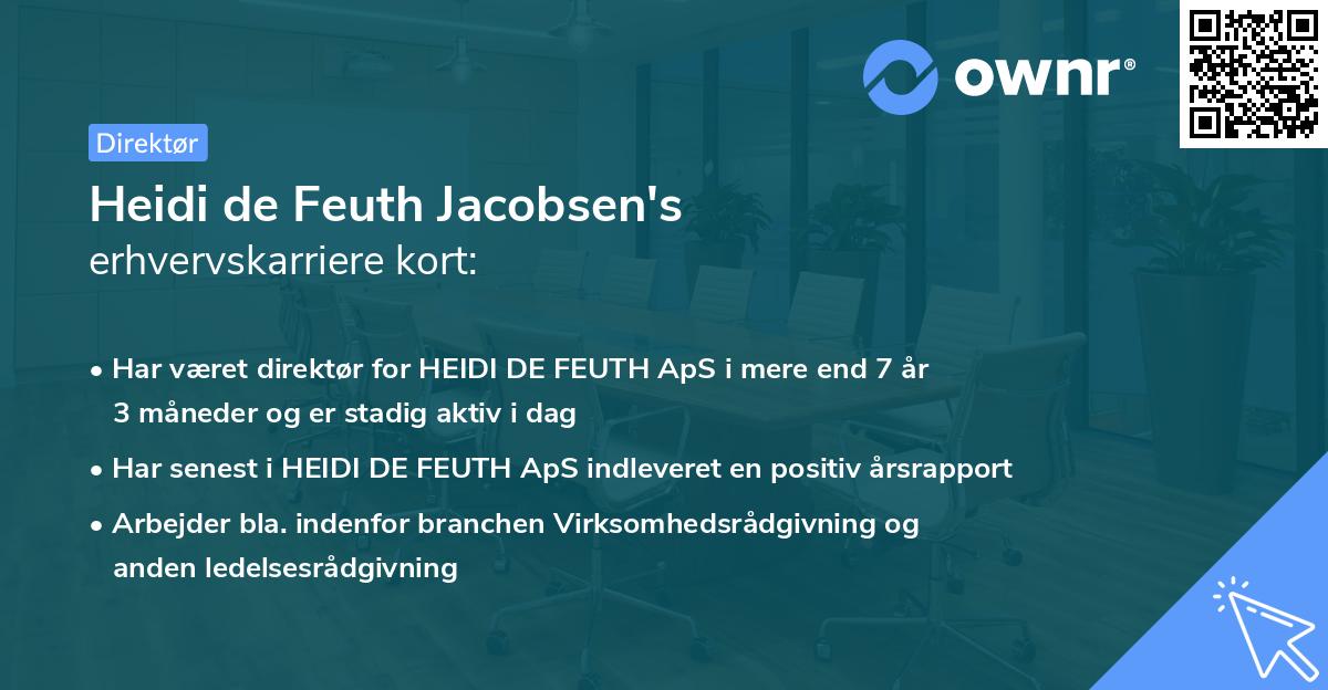 Heidi de Feuth Jacobsen's erhvervskarriere kort
