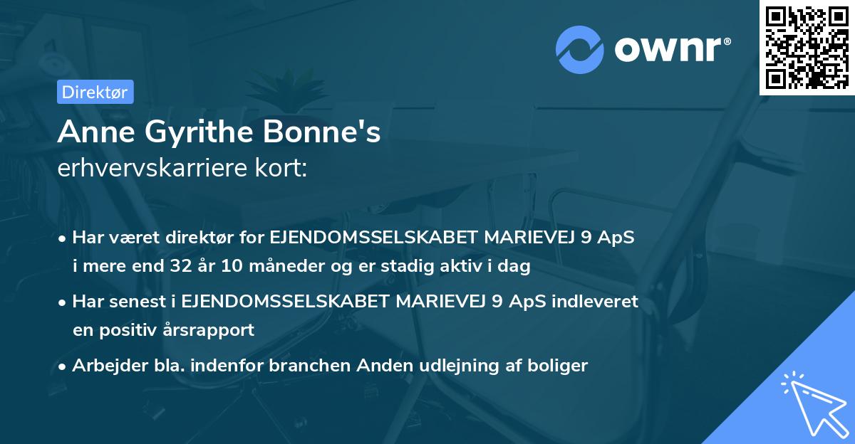 Anne Gyrithe Bonne's erhvervskarriere kort