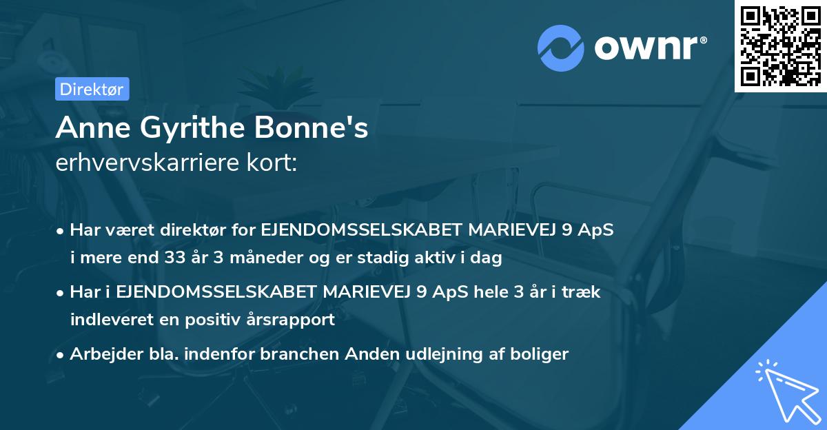 Anne Gyrithe Bonne's erhvervskarriere kort