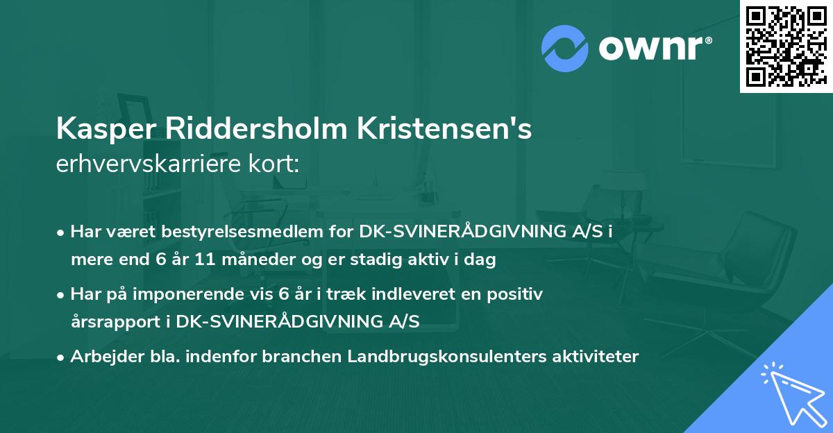 Kasper Riddersholm Kristensen's erhvervskarriere kort