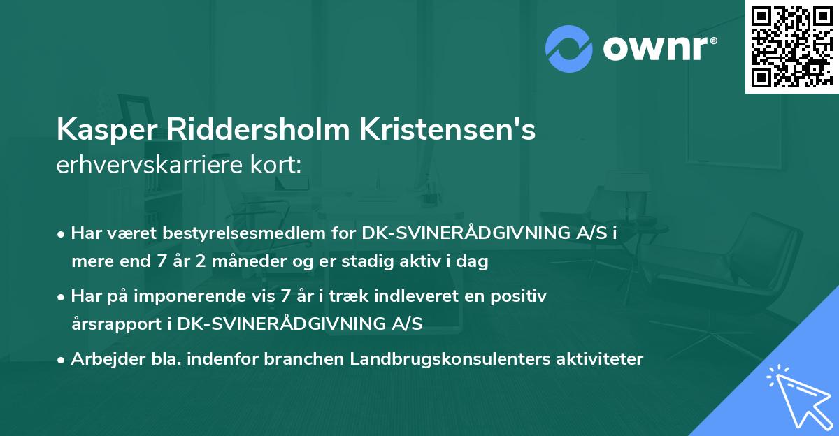 Kasper Riddersholm Kristensen's erhvervskarriere kort