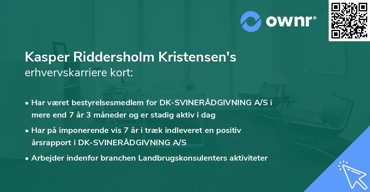 Kasper Riddersholm Kristensen's erhvervskarriere kort